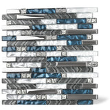 Teal Blue Interlocking Glass Mosaic Tiles for Kitchen Backsplash Bathroom Wall【Pack of 5 Sheets】