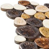 Yellowstone Matte Ceramic Pebbles Tile for Shower Floor Bathroom Backsplash Mosaic Art Tile【Pack of 5 Sheets】
