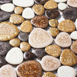Yellowstone Matte Ceramic Pebbles Tile for Shower Floor Bathroom Backsplash Mosaic Art Tile【Pack of 5 Sheets】