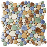 Spring Matte Tiles Ceramic Pebbles for Shower Floor Bathroom Backsplash Mosaic Art Tile【Pack of 5 Sheets】