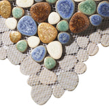 Spring Matte Tiles Ceramic Pebbles for Shower Floor Bathroom Backsplash Mosaic Art Tile【Pack of 5 Sheets】