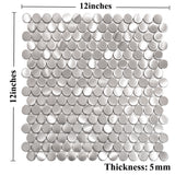 Silver Stainless Steel Tiles Penny Round Mosaic for Kitchen Accent Wall Backsplash Bathroom Shower Floor【Pack of 5 Sheets】