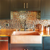 Blujellyfish Hexagon Mosaic Tile Bronze Copper Metallic Kitchen Backsplash Tile Bath Shower Floor Tiles 【Pack of 5 Sheets】