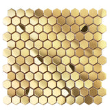 Blujellyfish Gold Hexagon Tile for Kitchen Wall Backsplash Bathroom Shower Floor Accent Wall【Pack of 5 Sheets】