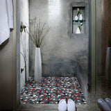 Macaw Red Blue Pebbles for Shower Floor Accent Tile【Pack of 5 Sheets】