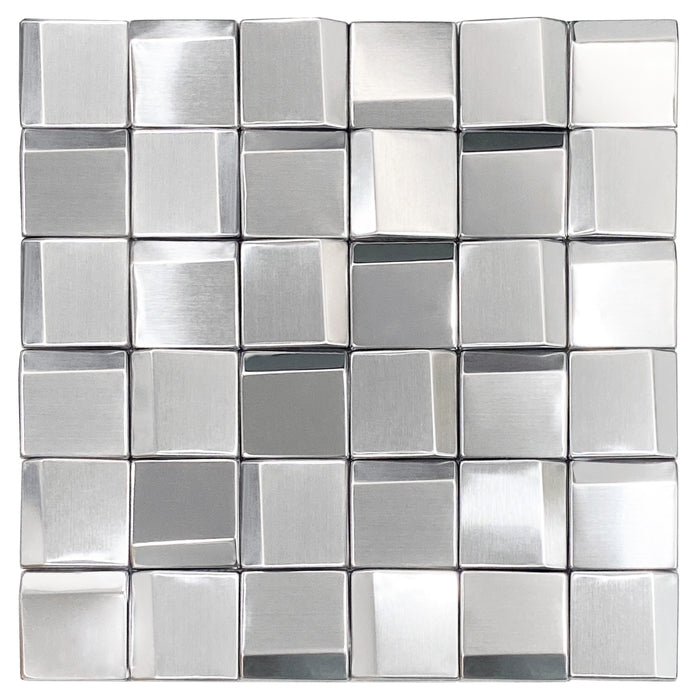 Silver Wall Backsplash Tile 3D Wall Panels Metal Mosaic Sheets for Wall Backsplash Hotel Lobby Bar【Pack of 5 Sheets】