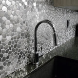 Metal Pebble Mosaic Tiles, Silver Stainless Steel Backsplash Tile for Kitchen Bath Backsplash Shower Floor【Pack of 5 Sheets】