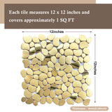 Golden Metal Pebble Mosaic Tiles,Stainless Steel Backsplash Tile,Gold Wall Tiles for Kitchen Bathroom Shower Backsplash【Pack of 5 Sheets】