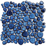 Pebbles Tile for Shower Floor Cobalt Blue Mosaic Tiles for Bathroom Flooring【Pack of 5 Sheets】