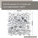 Metal Pebble Mosaic Tiles, Silver Stainless Steel Backsplash Tile for Kitchen Bath Backsplash Shower Floor【Pack of 5 Sheets】