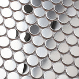 Silver Stainless Steel Tiles Penny Round Mosaic for Kitchen Accent Wall Backsplash Bathroom Shower Floor【Pack of 5 Sheets】
