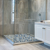 Pebbles Tile for Shower Floor Summer Blue Mosaic Tiles for Bathroom Flooring【Pack of 5 Sheets】