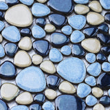 Pebbles Tile for Shower Floor Summer Blue Mosaic Tiles for Bathroom Flooring【Pack of 5 Sheets】
