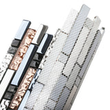 Crystal Glass Tile Interlocking Ink Blue Rose Gold Mosaic Bath Kitchen Fireplace Decor【Pack of 5 Sheets】