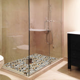 Pebble Stone Mosaic Tiles, Beige Tan Brown Ceramic Mosaic Sheets Mesh Mounted, Glazed Porcelain Tile for Shower Floor Kitchen Bathroom Accent Wall 【Pack of 5 Sheets】