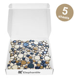 Pebbles Tile for Shower Floor Tan&Blue Mosaic Tiles for Bathroom Floor Accent Walls 【Pack of 5 Sheets】