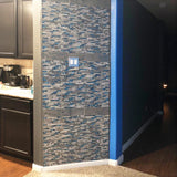 Gray Marble Tile for Kitchen Backsplash Teal Blue Interlocking Glass Mosaic Bathroom Shower Wall Backsplash【Pack of 5 Sheets】