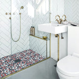 Macaw Red Blue Pebbles for Shower Floor Accent Tile【Pack of 5 Sheets】