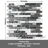 Black Silver Subway Glass Mosaic Tiles for Kitchen Backsplash Bathroom Wall【Pack of 5 Sheets】