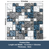 Teal Blue Square Glass Mosaic Tiles for Kitchen Backsplash Bathroom Wall【Pack of 5 Sheets】