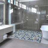Pebbles Tile for Shower Floor Summer Blue Mosaic Tiles for Bathroom Flooring【Pack of 5 Sheets】