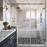 Bluebird Pebbles Tile for Shower Floor Tiles Aqua Cobalt Blue Mosaic Backsplash Tile【Pack of 5 Sheets】