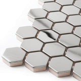 Silver Hexagon Stainless Steel Mosaic Tile Kitchen Backsplash Bathroom Shower Floor Accent Wall【Pack of 5 Sheets】