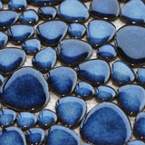 Pebbles Tile for Shower Floor Cobalt Blue Mosaic Tiles for Bathroom Flooring【Pack of 5 Sheets】