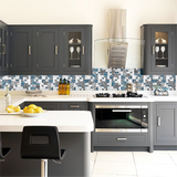 Teal Blue Square Glass Mosaic Tiles for Kitchen Backsplash Bathroom Wall【Pack of 5 Sheets】