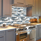 Teal Blue Interlocking Glass Mosaic Tiles for Kitchen Backsplash Bathroom Wall【Pack of 5 Sheets】