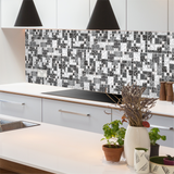 Black Silver Square Glass Mosaic Tiles for Kitchen Backsplash Bathroom Wall【Pack of 5 Sheets】