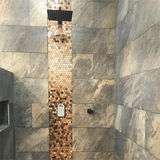 Blujellyfish Hexagon Mosaic Tile Bronze Copper Metallic Kitchen Backsplash Tile Bath Shower Floor Tiles 【Pack of 5 Sheets】