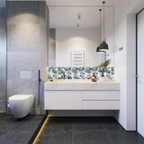 Teal Blue Square Glass Mosaic Tiles for Kitchen Backsplash Bathroom Wall【Pack of 5 Sheets】