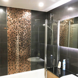 Blujellyfish Hexagon Mosaic Tile Bronze Copper Metallic Kitchen Backsplash Tile Bath Shower Floor Tiles 【Pack of 5 Sheets】