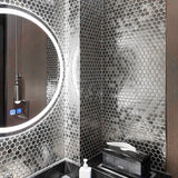 Silver Hexagon Stainless Steel Mosaic Tile Kitchen Backsplash Bathroom Shower Floor Accent Wall【Pack of 5 Sheets】
