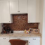 Blujellyfish Hexagon Mosaic Tile Bronze Copper Metallic Kitchen Backsplash Tile Bath Shower Floor Tiles 【Pack of 5 Sheets】