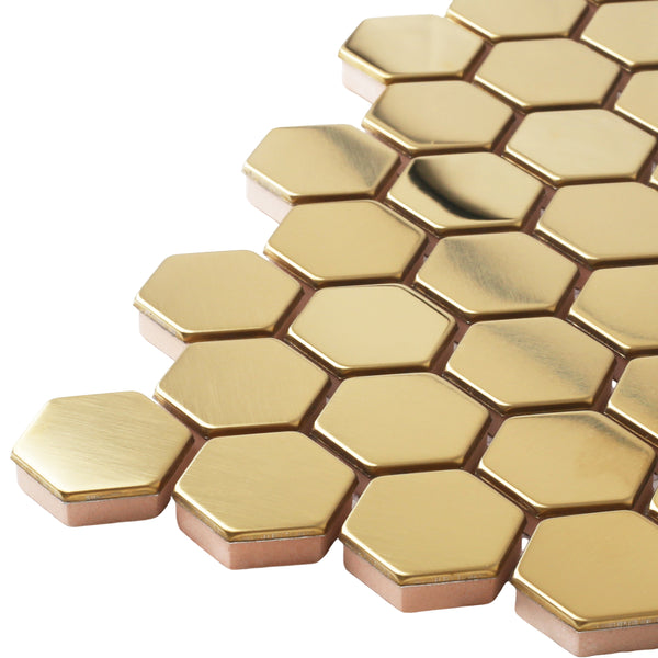 Hexagon Stainless Steel Mosaic Tile Bronze Copper Color Black Bathroom –  Blujellyfish