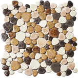 Yellowstone Matte Ceramic Pebbles Tile for Shower Floor Bathroom Backsplash Mosaic Art Tile【Pack of 5 Sheets】