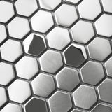 Silver Hexagon Stainless Steel Mosaic Tile Kitchen Backsplash Bathroom Shower Floor Accent Wall【Pack of 5 Sheets】