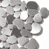Metal Pebble Mosaic Tiles, Silver Stainless Steel Backsplash Tile for Kitchen Bath Backsplash Shower Floor【Pack of 5 Sheets】