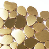 Golden Metal Pebble Mosaic Tiles,Stainless Steel Backsplash Tile,Gold Wall Tiles for Kitchen Bathroom Shower Backsplash【Pack of 5 Sheets】