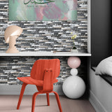 Black Silver Subway Glass Mosaic Tiles for Kitchen Backsplash Bathroom Wall【Pack of 5 Sheets】