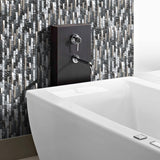 Black Silver Subway Glass Mosaic Tiles for Kitchen Backsplash Bathroom Wall【Pack of 5 Sheets】