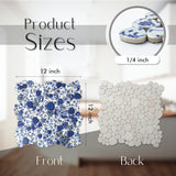 Blujellyfish Blue&White Pebble Tile Porcelain Mosaic Tiles for Art Deco【Pack of 5 Sheets】