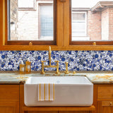 Blujellyfish Blue&White Pebble Tile Porcelain Mosaic Tiles for Art Deco【Pack of 5 Sheets】