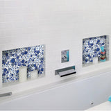 Blujellyfish Blue&White Pebble Tile Porcelain Mosaic Tiles for Art Deco【Pack of 5 Sheets】