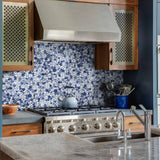 Blujellyfish Blue&White Pebble Tile Porcelain Mosaic Tiles for Art Deco【Pack of 5 Sheets】