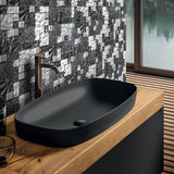 Black Silver Square Glass Mosaic Tiles for Kitchen Backsplash Bathroom Wall【Pack of 5 Sheets】