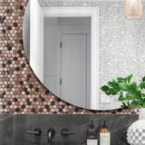 Blujellyfish Hexagon Mosaic Tile Bronze Copper Metallic Kitchen Backsplash Tile Bath Shower Floor Tiles 【Pack of 5 Sheets】