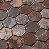 Antique Hexagon Mosaic Tile Earthy Brown Metallic Textured Wall Backsplash Tile【Pack of 5 Sheets】